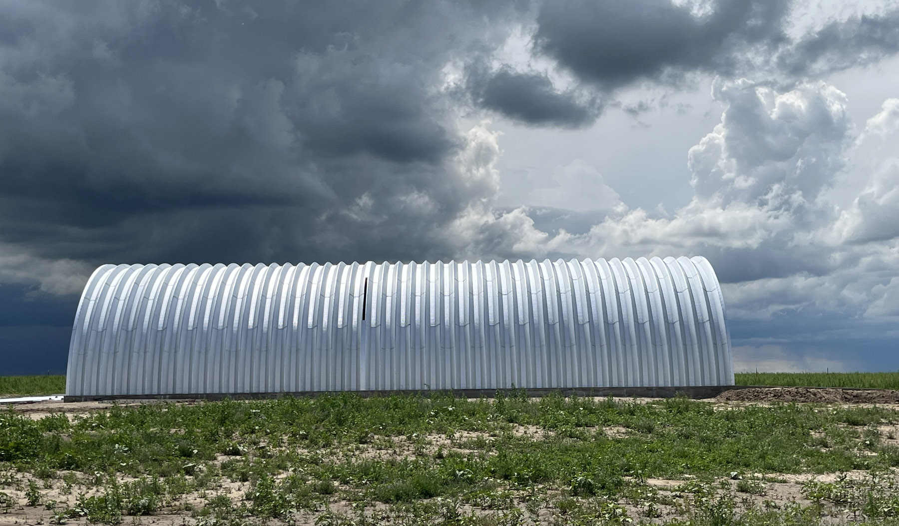 Arch building in a storm